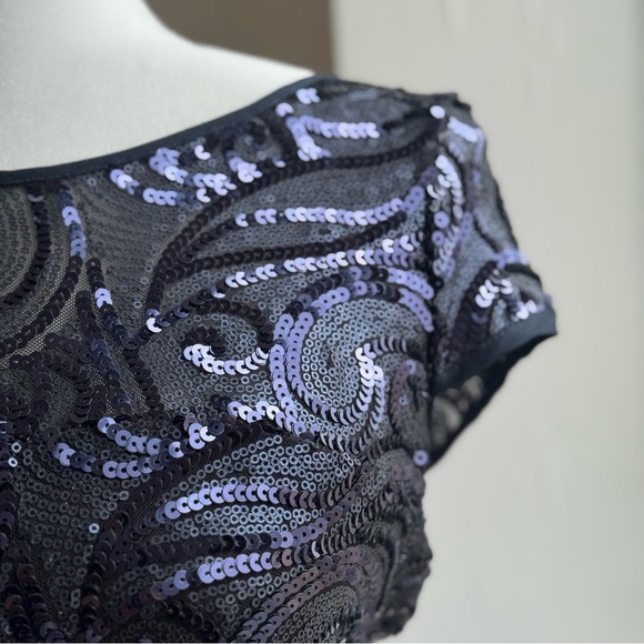 Langhem Sequin evening gown Navy Blue dress Size 4 - Picture 3 of 5